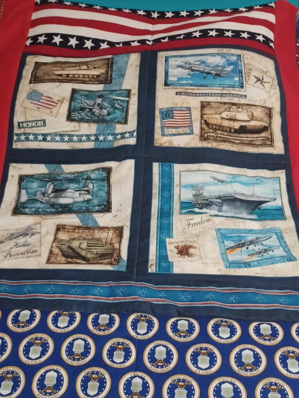 Homemade Patriotic Military Aircraft       Lap Robe W Red, White, And Blue